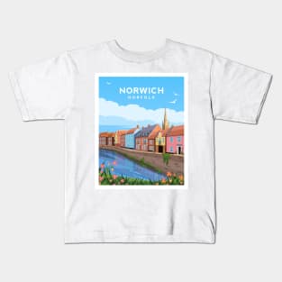 Norwich Quayside Houses, Norfolk England Kids T-Shirt